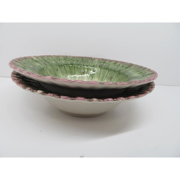 Fitz And Floyd Asparagus Set Of 2 Vintage 8 3/8" X 2" Embossed Bowls READ COND - Picture 15 of 16